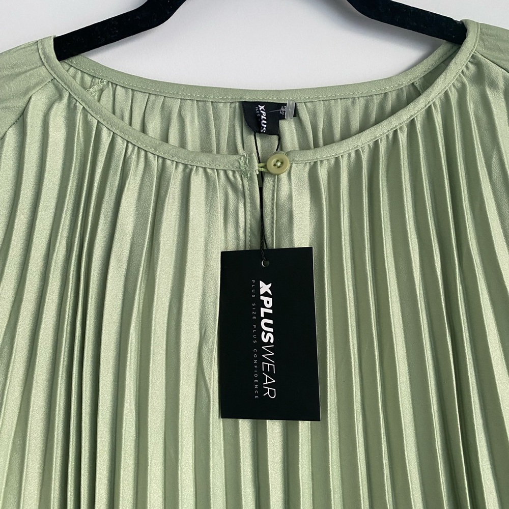 X plus wear NWT Green Pleated Maxi Kaftan Onesize Belted Dress - Picture 3 of 10